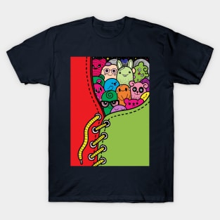 doodle monsters hiding in sneaker T-Shirt